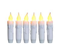 CVHOMEDECO. Juego de 6 parpadeos de resina de LED blanca cálida 10,2 cm vela cónica con temporizador