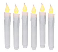 CVHOMEDECO. Juego de 6 parpadeos de resina de LED blanca cálida 17,8 cm vela cónica con temporizador