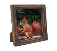 CVHOMEDECO. Marco de fotos de 6 x 6 pulgadas hecho de madera maciza, vidrio de alta definición, diseño rústico vintage, marco de fotos pequeño para exhibición de mesa y montaje en pared, marrón