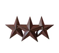 CVHOMEDECO. País rústico envejecido Vintage regalos Burdeos/Negro Metal granero Star Pared/Puerta Decoración, 30,5 cm, juego de 3.