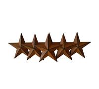 CVHOMEDECO. País rústico Envejecido Vintage Regalos Burdeos/Negro Metal Granero Star Pared/Puerta decoración, 14 cm, Juego de 6.