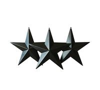 CVHOMEDECO. País rústico envejecido Vintage regalos de Metal negro granero Star pared/puerta decoración, 20,3 cm, juego de 3.