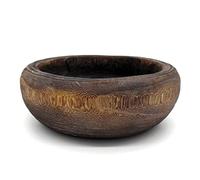 CVHOMEDECO. Primitives - Cuenco de madera maciza funcional y coleccionable, redondo, vintage, tallado a mano, diseño rústico, obras de arte para servir frutos secos, aperitivos, frutas o decoración de