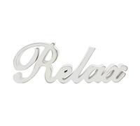 CVHOMEDECO. Rústico Vintage Distressed White Wooden Words Sign Free Standing Relax Tabletop/Shelf/Home Wall/Office Decoration Art, 30,5 x 10,4 x 2,5 cm