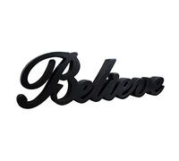 CVHOMEDECO. Signo de Palabras de Madera Negro Mate Believe de pie Libre Escritorio/Mesa/Estante/Hogar Pared/Oficina Decoración Arte, 36,2 x 10,4 x 2,5 cm