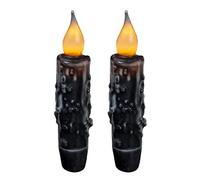 CVHOMEDECO. Velas cónicas con temporizador LED de cera real, con función de pilas, con diseño de país primitivo, sin llama, 4-3/4 pulgadas, negro mate, 2 unidades en un paquete