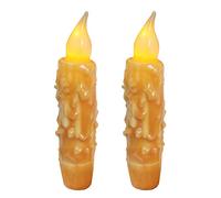 CVHOMEDECO. Velas cónicas con temporizador LED de cera real, funciona con pilas, decoración rústica primitiva sin llama, 4-3/4 pulgadas, naranja, 2 unidades en un paquete