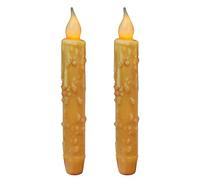CVHOMEDECO. Velas cónicas con temporizador LED de cera real, funciona con pilas, decoración rústica primitiva sin llama, 6-3/4 pulgadas, naranja, 2 unidades en un paquete