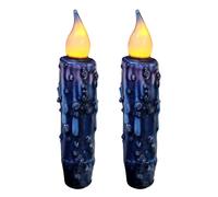 CVHOMEDECO. Velas cónicas con temporizador LED de cera real, funciona con pilas, decoración rústica primitiva sin llama, 4-3/4 pulgadas, azul marino, 2 unidades en un paquete