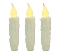 CVHOMEDECO. Velas cónicas LED de cera real sumergidas a mano con pilas, luces cónicas sin llama, decoración primitiva, 4-3/4 pulgadas, marfil, 3 unidades en un paquete