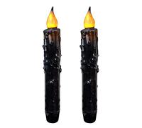 CVHOMEDECO. Velas cónicas LED de cera real sumergidas a mano, funciona con pilas, decoración primitiva de luces sin llama, 6.75 pulgadas, negro mate, 2 unidades en un paquete