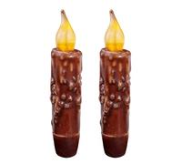 CVHOMEDECO. Velas cónicas LED de cera real sumergidas a mano, funciona con pilas, decoración primitiva de luces sin llama, 4.75 pulgadas, café, 2 unidades en un paquete