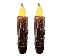 CVHOMEDECO. Velas cónicas LED de cera real sumergidas a mano, funciona con pilas, decoración primitiva de luces sin llama, 4.75 pulgadas, marrón, 2 unidades en un paquete
