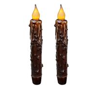 CVHOMEDECO. Velas cónicas LED de cera real sumergidas a mano, funciona con pilas, decoración primitiva de luces sin llama, 6.75 pulgadas, marrón, 2 unidades en un paquete