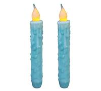 CVHOMEDECO. Velas cónicas LED de cera real sumergidas a mano, funciona con pilas, decoración rústica primitiva sin llama, 6-3/4 pulgadas, verde azulado, 2 unidades en un paquete