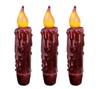 CVHOMEDECO. Velas cónicas LED de cera real sumergidas a mano, funciona con pilas, luces cónicas sin llama, decoración primitiva, 4-3/4 pulgadas, borgoña, 3 unidades en un paquete