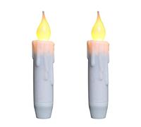 CVHOMEDECO. Velas cónicas parpadeantes LED sin llama, funcionan con pilas, con temporizador, color blanco, 4-3/4 pulgadas, juego de 2