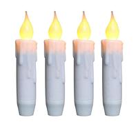 CVHOMEDECO. Velas cónicas parpadeantes LED sin llama, funcionan con pilas, con temporizador, color blanco, 4-3/4 pulgadas, juego de 4