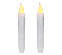 CVHOMEDECO. Velas cónicas parpadeantes LED sin llama, funcionan con pilas, con temporizador, color blanco, 6-3/4 pulgadas, juego de 2
