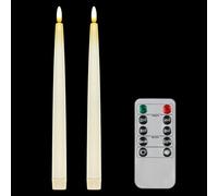 CVHOMEDECO. Velas cónicas sin llama con control remoto de 10 teclas, funciona con pilas, velas LED parpadeantes con mecha 3D para ventana, acabado de cera real, decoración de fiesta de Navidad, 0.78 x