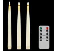CVHOMEDECO. Velas cónicas sin llama con control remoto de 10 teclas, funciona con pilas, velas LED parpadeantes con mecha 3D para ventana, acabado de cera real, decoración de fiesta de Navidad, 0.78 x