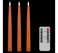 CVHOMEDECO. Velas cónicas sin llama con control remoto de 10 teclas, funciona con pilas, velas LED parpadeantes con mecha 3D para ventana, acabado de cera real, decoración de fiesta de Navidad, 0.78 x