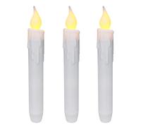 CVHOMEDECO. Velas LED con forma de gota, sin llama, con función de parpadeo, funciona con pilas con temporizador, blanco, 16,5 cm, juego de 3