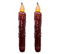 CVHOMEDECO. Velas LED de cera real sumergidas a mano, funciona con pilas, temporizador cónico, decoración primitiva sin llama, 6.75 pulgadas, borgoña, 2 unidades en un paquete