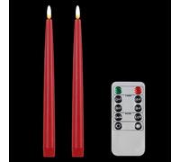 CVHOMEDECO. Velas sin llama con control remoto de 10 teclas, velas de ventana con mecha 3D con pilas, cera auténtica, decoradas para Navidad en casa, 2 x 28 cm, paquete de 2, rojo