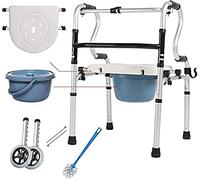 cvhtroe - Andador de movilidad para ancianos, auxiliar, 8 niveles, ajustable, plegable, de aluminio (accesorios incluidos)