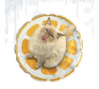 CVJdfhRE Esterilla refrescante, Alfombrilla refrescante for Mascotas: Bonita Almohadilla sensorial de Agua for Cachorros, Plegable, Redonda y a Prueba Fugas, con Estampado Frutas(Orange)