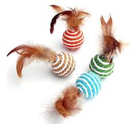 CVJdfhRE Juguetes for Gatos, Pelota interactiva de sisal Colores, Juguete for, Suministros for Mascotas, atrapasueños Plumas for Entrenamiento, for, 4 Unidades