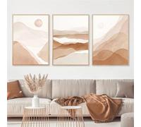 CVMINY Conjunto de 3-Paisaje Abstracto Acuarela Beige Neutro Minimalista Pósteres Lienzos Pinturas Arte de Pared Láminas Decoración para Sala de Estar Oficina O Hogar-40 * 50cm (Sin marco)