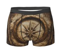 Cvnbmakk Print Compass Map Nautical - Calzoncillos tipo bóxer para hombre, divertidos y cómodos, tela elástica suave y elástica sin restricción, Negro, XL