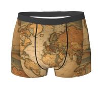 Cvnbmakk Print World Map - Calzoncillos tipo bóxer para hombre, divertidos y cómodos, de tela elástica suave, sin restricción, Negro, XL
