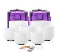CVNC 432HZ 7-12 Inch Set Of 7 Pcs Frosted Quartz Crystal Singing Bowls With 2 Pcs Carrying Case bag Sound Healing