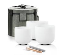 CVNC 432HZ - Juego de 3 cuencos de cristal para cantar, 7 pulgadas, raíz C, 8 pulgadas, corazón, 9 pulgadas G