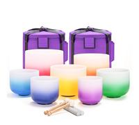 CVNC 432HZ - Juego de 7 cuencos de cristal de cuarzo esmerilado Aria de 6 a 12 pulgadas con 2 bolsas de transporte para curación de sonido y meditación terapéutica
