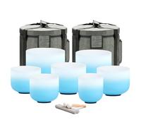 CVNC 432HZ - Juego de 7 cuencos de cristal de cuarzo esmerilado Aria de 6 a 12 pulgadas con bolsa de transporte para curación de sonido y meditación