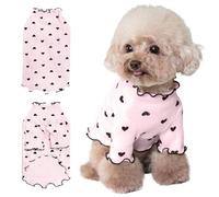 CVNRCLP - Camisa para mascotas con estampado de corazón para perros pequeños y gatos, traje elástico de manga larga con volantes para chihuahua, schnauzer, shih tzu y yorkie, perfecta para verano y