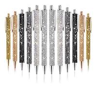 Cvoepobey 12 PCS Bling Pen BolíGrafo de Metal una Granel Diamond Pen Crystal RetráCtil 0.7Mm BolíGrafo 6 Colores