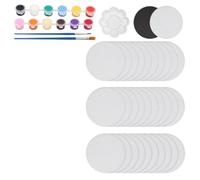 Cvoepobey 30 Paneles de Lienzo Magnéticos Pequeños de 2,6 Pulgadas, Panel de Lienzo de Pintura Magnético con Juego de Pintura Redondo