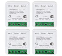 Cvoepobey Interruptor de Luz Inteligente WiFi de 4 Piezas, Control de AplicacióN Remota, Control de Voz, Modo DIY, FuncióN de Temporizador, Control LAN, 2 VíAs 16 A