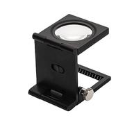 Cvoepobey LáMpara LED Doble, Vidrio óPtico, Lupa de Pintura Negra Totalmente MetáLica, Lupa de Espejo de Pliegues