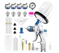 Cvoepobey Pistola Pulverizadora de Aire HVLP con Alimentación por Gravedad, Boquillas de 1,4/1,7/2,0/2,5 mm y Vasos Mezcladores de 650 Cc, para Pintura Automotriz.