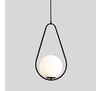 CVQJL Lámpara Colgante Moderna de Cristal Blanco con Forma de Globo para Sala de Estar, iluminación de Techo Colgante Negra Mate/Dorada para Dormitorio, Oficina, Restaurante, 18,5 Pulgadas