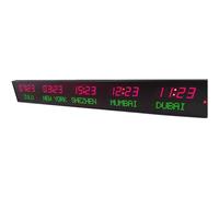 CVQJL Reloj Digital con múltiples Zonas horarias, Reloj LED con Hora Mundial, Reloj con 5 Ciudades, Ajuste de Brillo de 3 Niveles, Ideal para Empresas multinacionales, hoteles y oficinas.