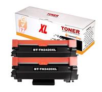 CVT - 2X Toner compatibles TN2420 XXL 6k (Alta Capacidad / Jumbo), para Brother DCP L2510D, DCP L2530DW, HL L2310D, L2350DN, L2370DN, L2375DW, MFC L2710DN, L2730DW, L2750DW