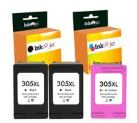 CVT - 305 XL Cartucho Tinta Compatible con HP 305 305XL 2X Negro + Color para DeskJet 2710 2720 2721 2722 2723 2724 4110e DeskJet Plus 4120, Envy 6010 6020e 6022, Envy Pro 6420 6422 6430 6432
