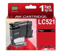 CVT - LC-521 / LC521 / LC521XL Cartucho de Tinta Pigmentada Compatible con Brother DCP-J1260W / DPC-J1310DW / DCP-J1360DW / DCP-J1460DW (Negro)